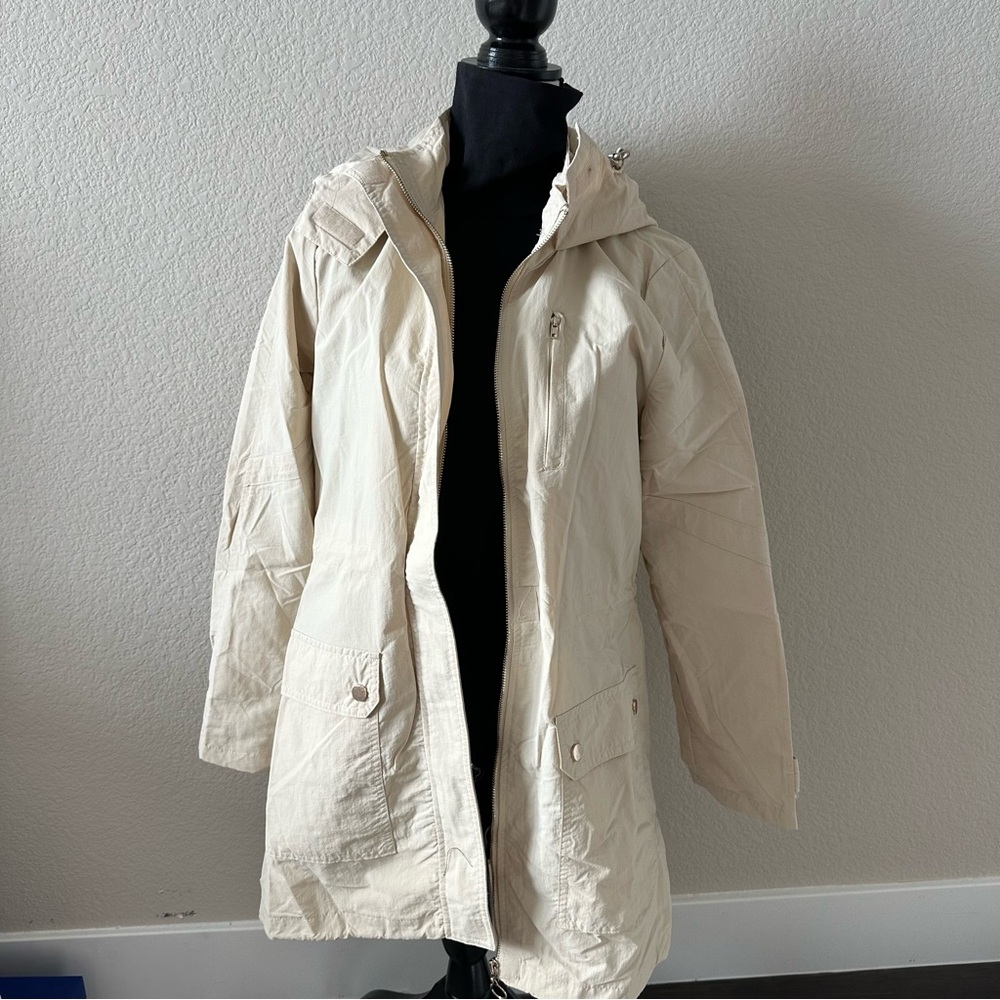 1. Sunset Lane || beige rain proof jacket
